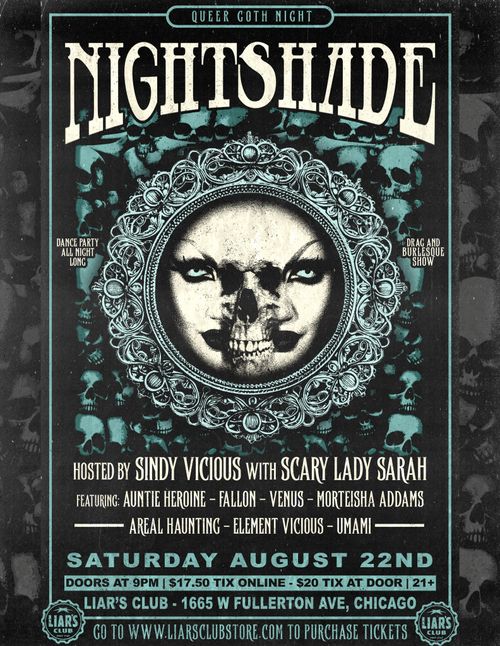Nightshade Queer Goth Night hosted by Sindy Vicious with DJ Scary Lady Sarah